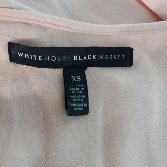 WHBM XS Blouse Top Ruffled Sleeveless Chiffon Pink Sheer Lined Pintuck Pleats - Picture 6 of 8